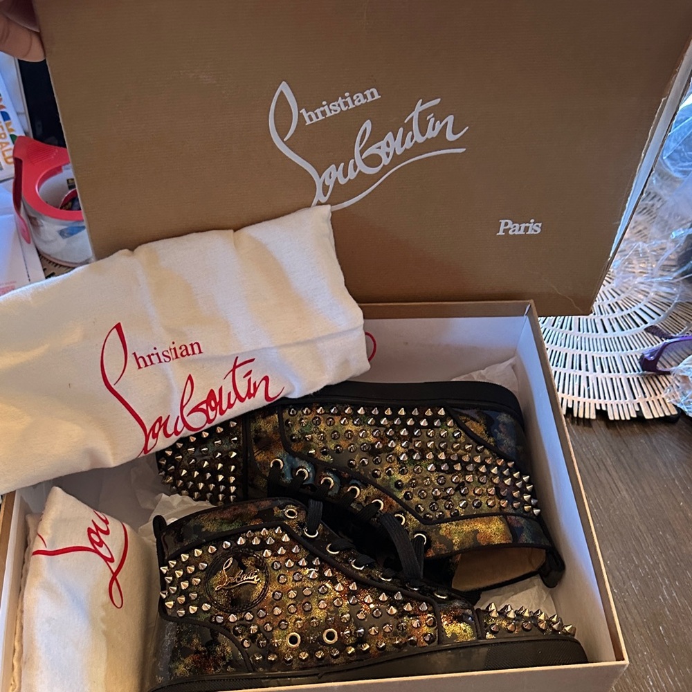 Christian Louboutin Multimetal Patent Studded Sneakers